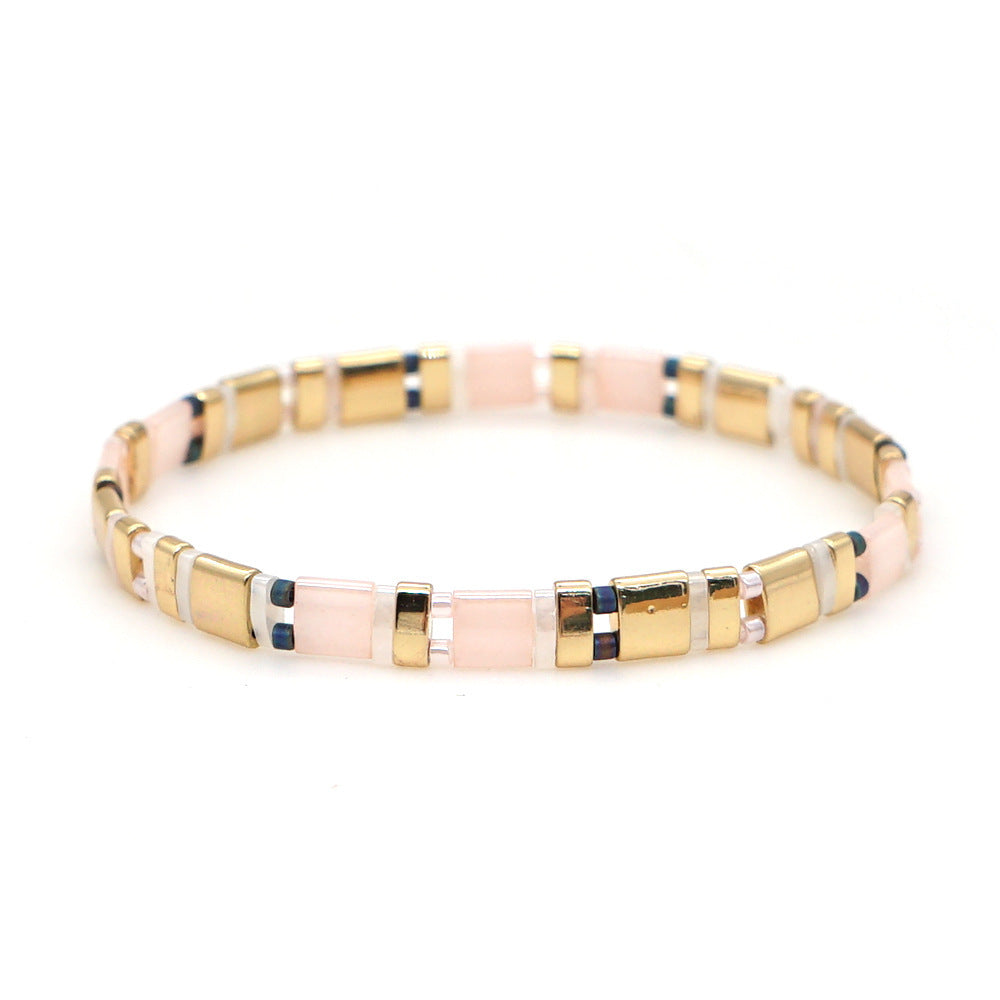 Bohemian tila bracelet with colored beads and hand-woven simple classic attractive female bracelet