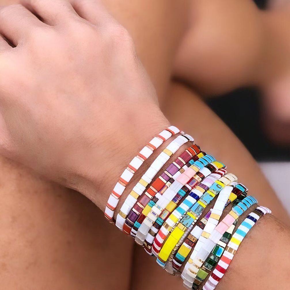 Bohemian tila bracelet with colored beads and hand-woven simple classic attractive female bracelet