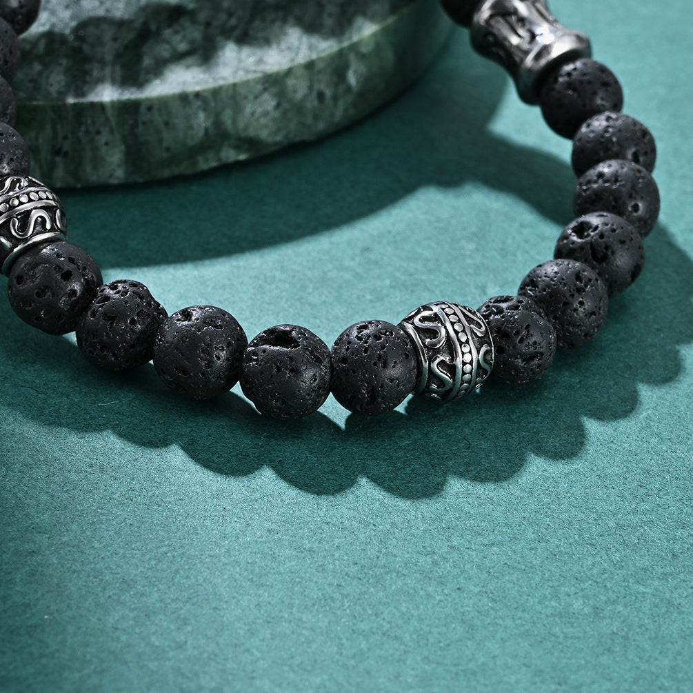 Titanium Steel Natural Stone Men Beaded Retro Style