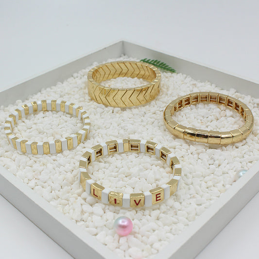 Trend enamel bracelet initial bracelet jewelry set