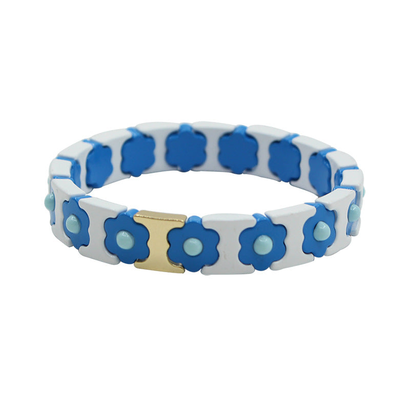 Enamel Bracelets Bohemian Colorful Flower Elastic Bracelets