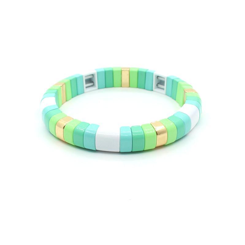 Hot sale enamel rainbow bracelet geometric semicircle beaded bracelet