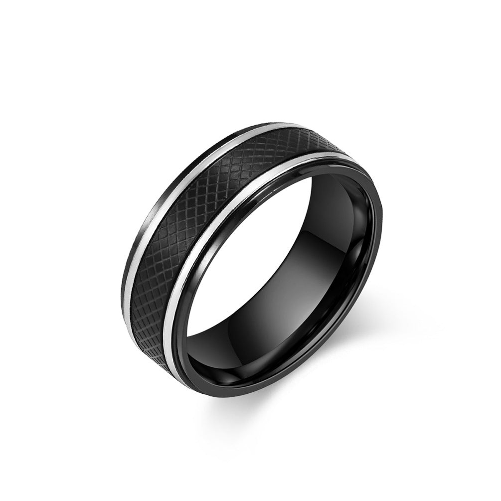 New men's black stainless steel ring fashionable gentleman's ring