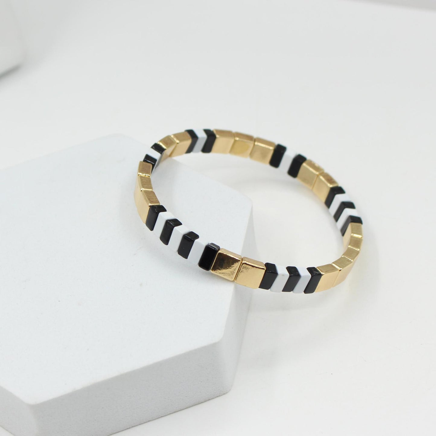 High-quality tile bracelet, gold plating bracelet black and white accessory