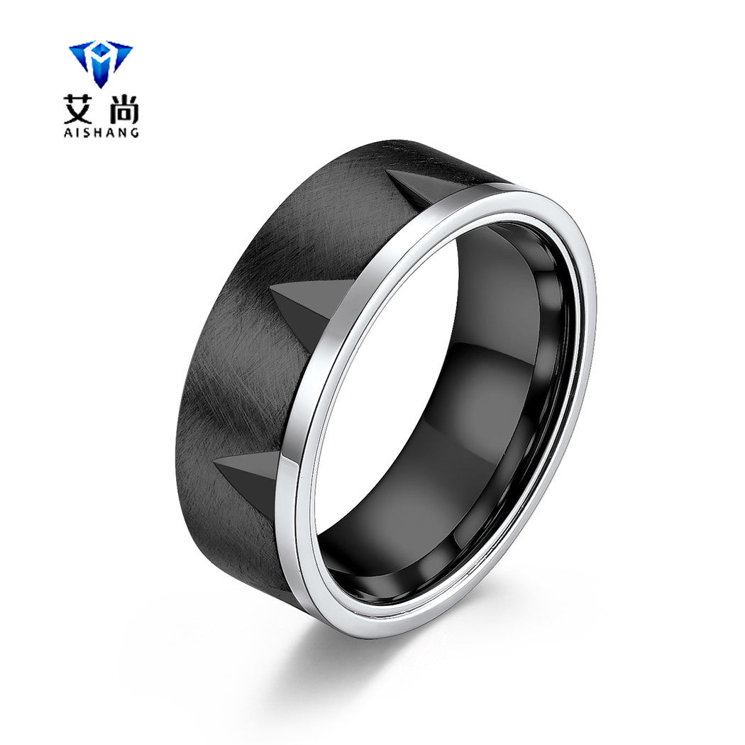 The new supply hand-ornamented titanium steel ring men's version simple and versatile trendy vintage steel ring