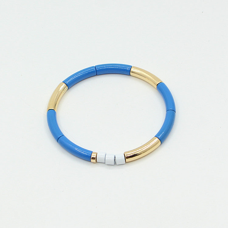 Enamel Bracelet Bohemian Bamboo Rainbow Elastic Women's Bracelet