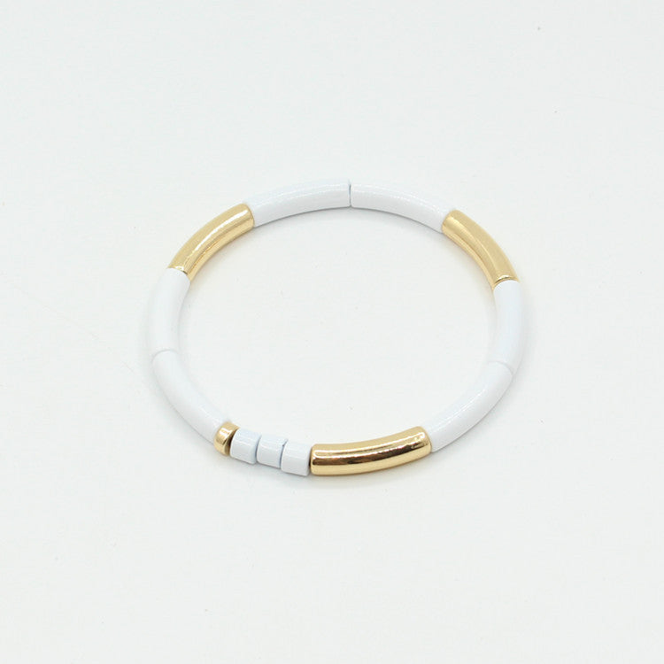 Enamel Bracelet Bohemian Bamboo Rainbow Elastic Women's Bracelet