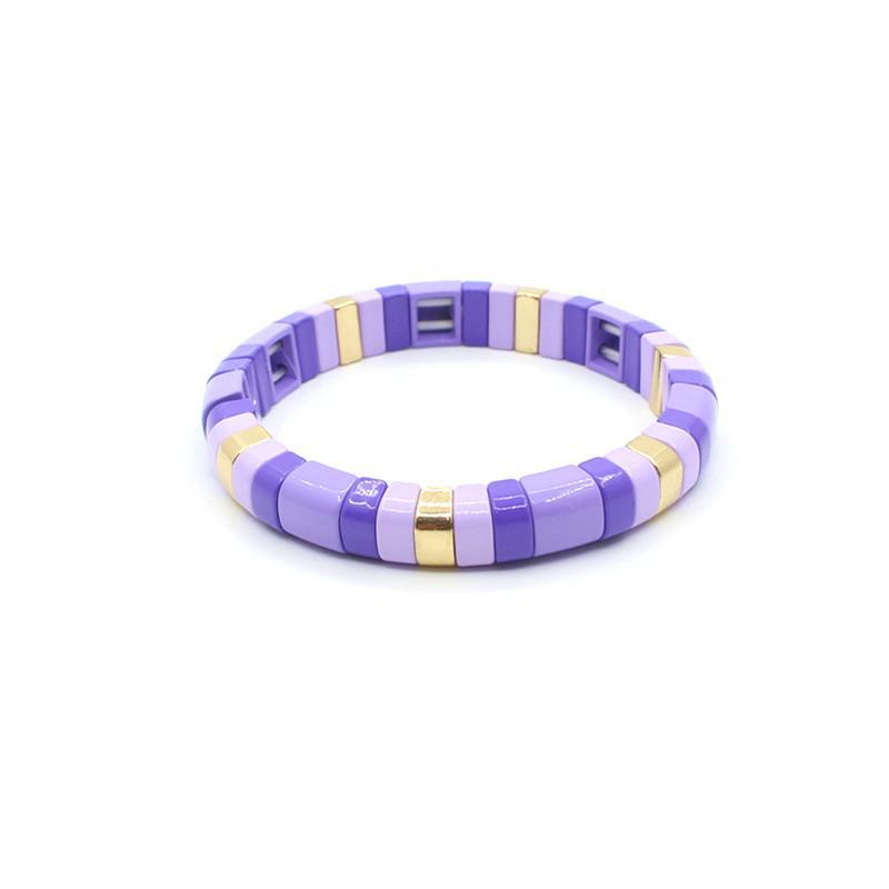 Hot sale enamel rainbow bracelet geometric semicircle beaded bracelet