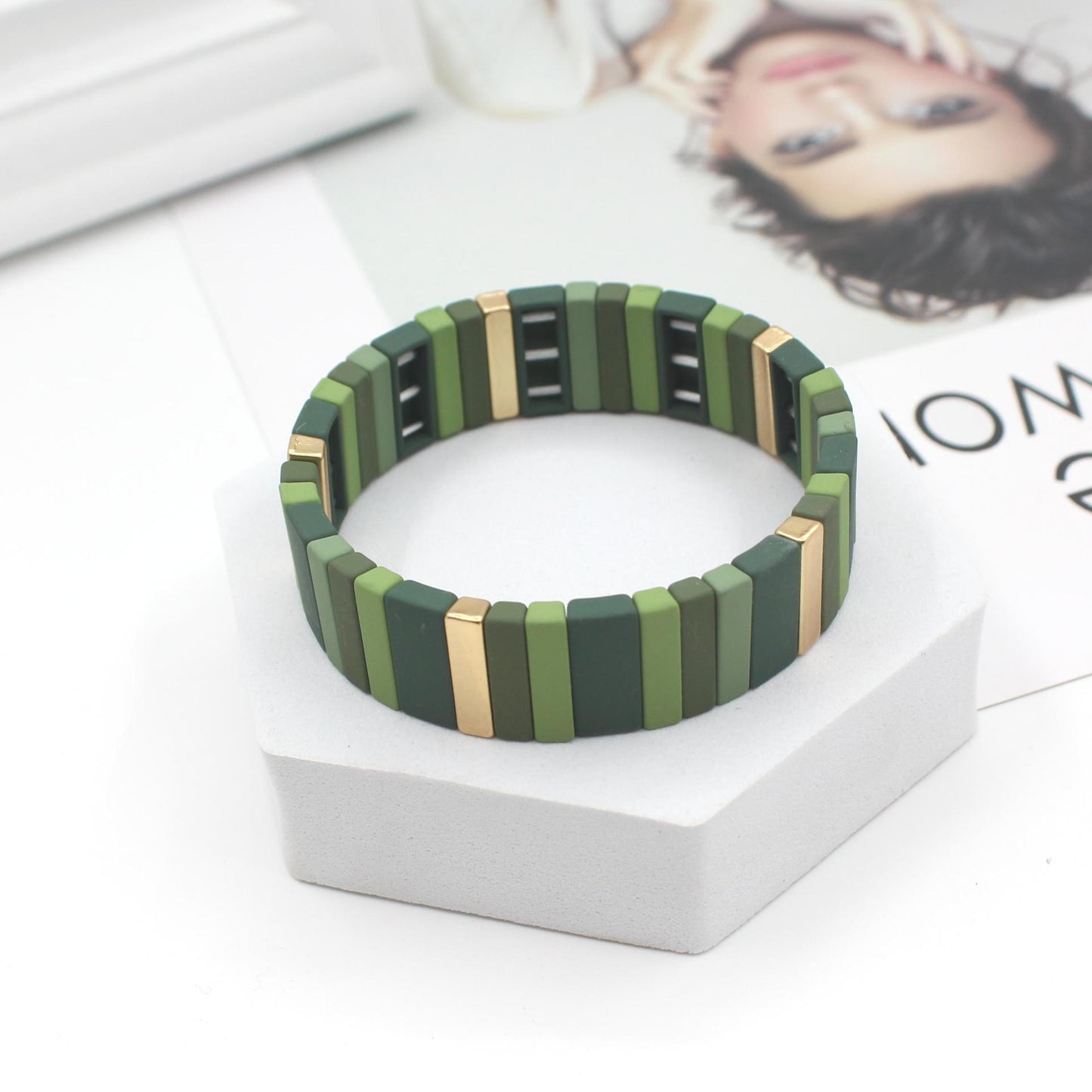 Hot Selling Enamel Bracelets, Geometric Bead Bracelets, Universal for Men and Women