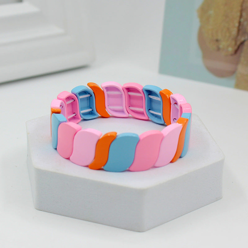 Customized New Style with Irregular and Exaggerated Geometric Rainbow Bracelets