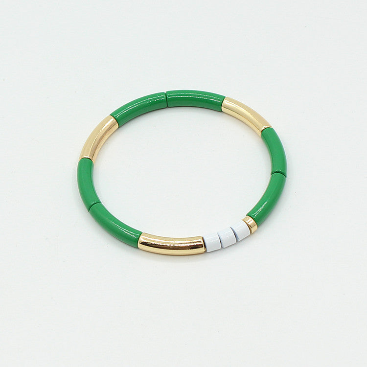 Enamel Bracelet Bohemian Bamboo Rainbow Elastic Women's Bracelet