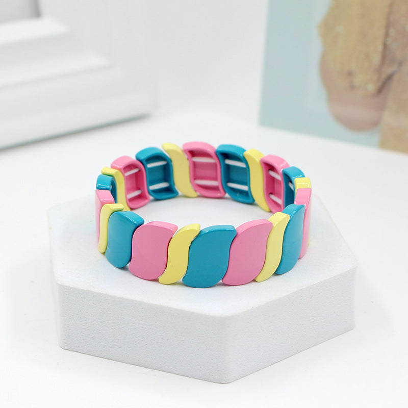 Customized New Style with Irregular and Exaggerated Geometric Rainbow Bracelets