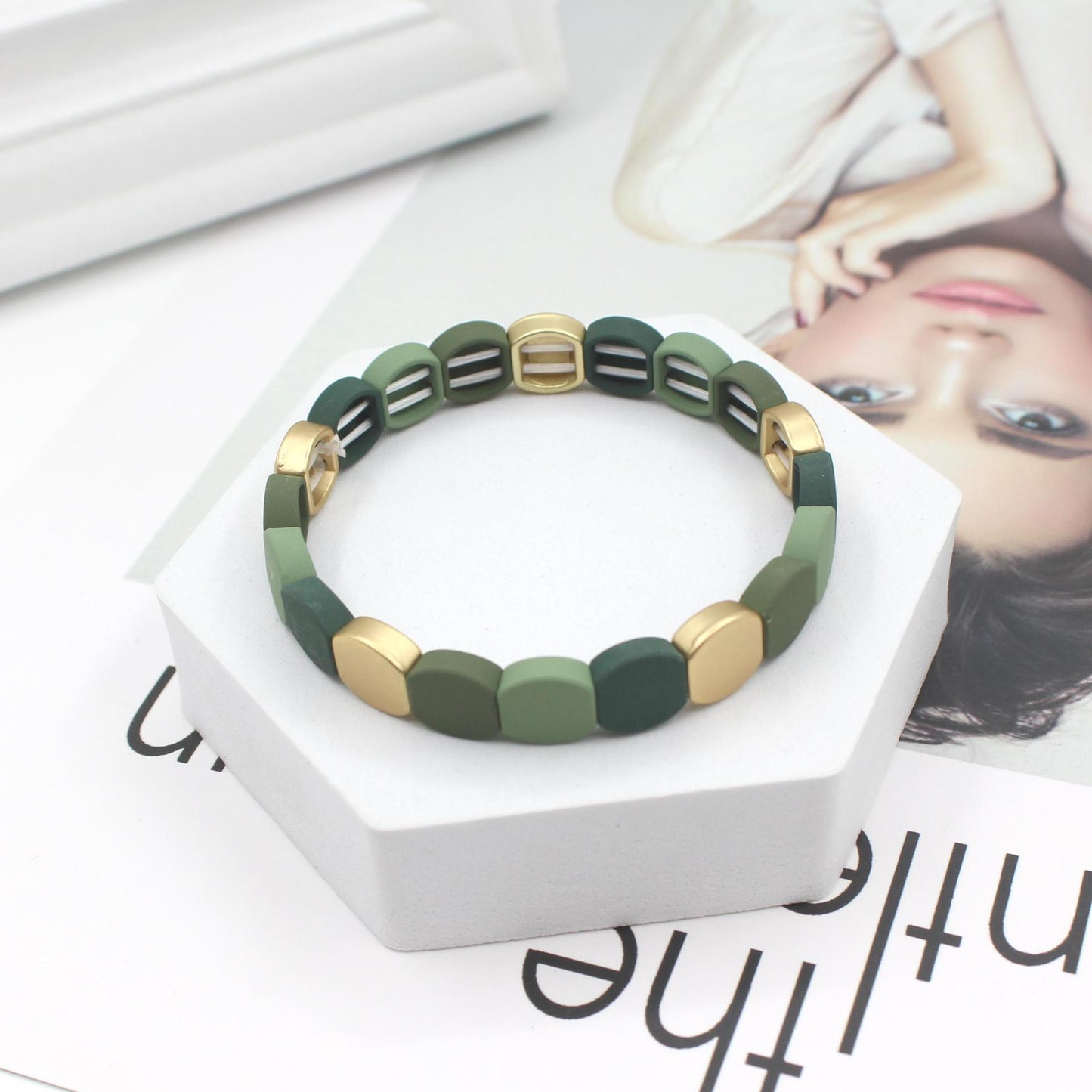 Hot Selling Enamel Bracelets, Geometric Bead Bracelets, Universal for Men and Women