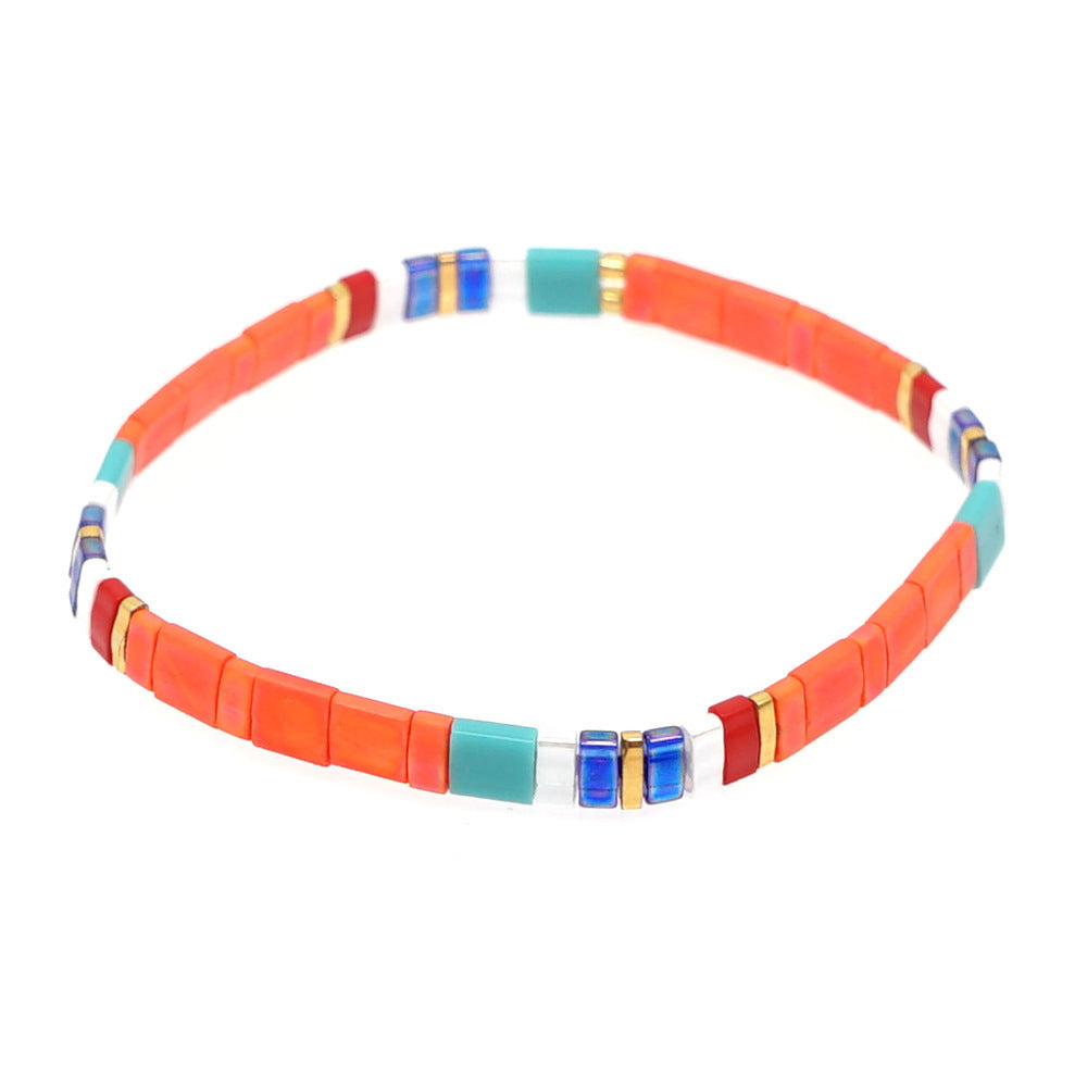 Bohemian tila bracelet with colored beads and hand-woven simple classic attractive female bracelet