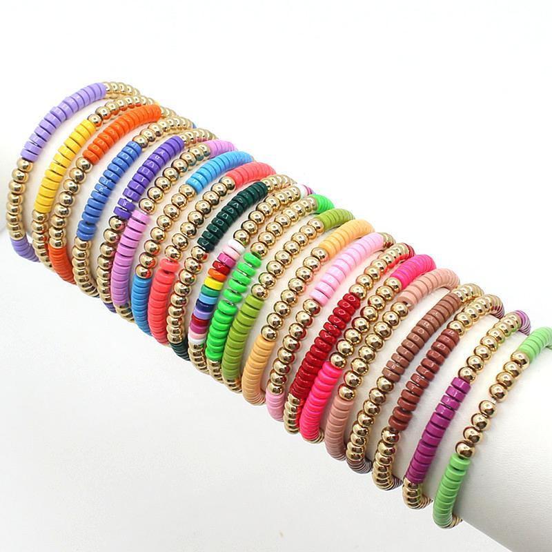 Enamel bracelet Bohemian tube disc Rainbow elastic ladies bracelet