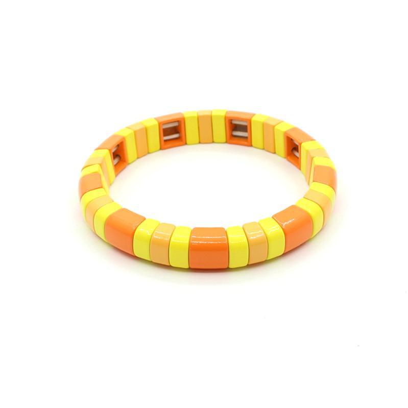 Hot sale enamel rainbow bracelet geometric semicircle beaded bracelet