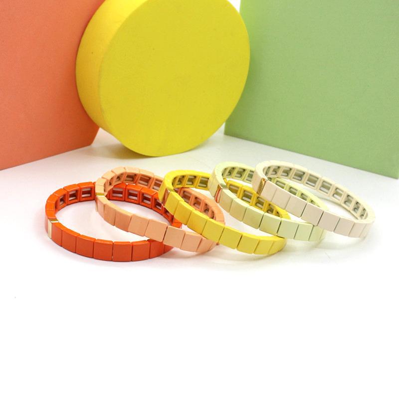 Enamel rainbow bracelets stacked colorful beaded bracelets geometric square 8*8mm.