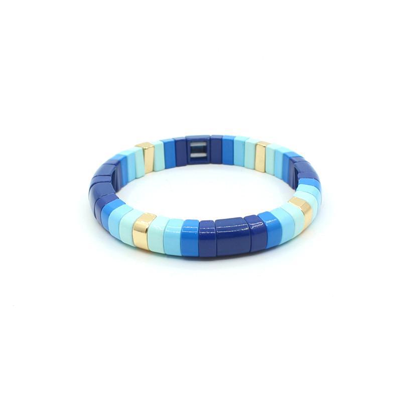 Hot sale enamel rainbow bracelet geometric semicircle beaded bracelet