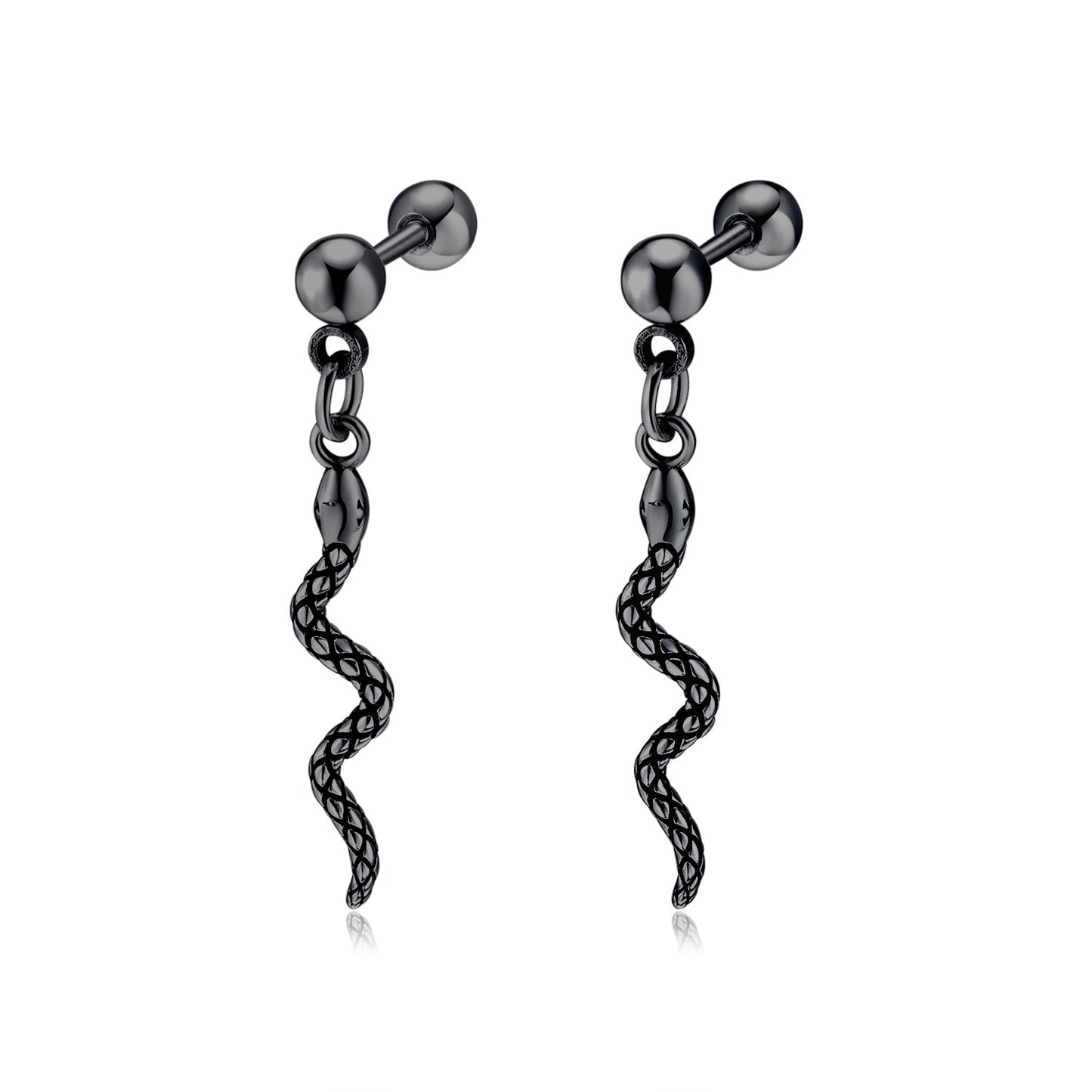 Cojoy Jewelry Personalized Hip Hop Snake shaped Earrings Creative Versatile Stainless Steel Earrings for Men and Women