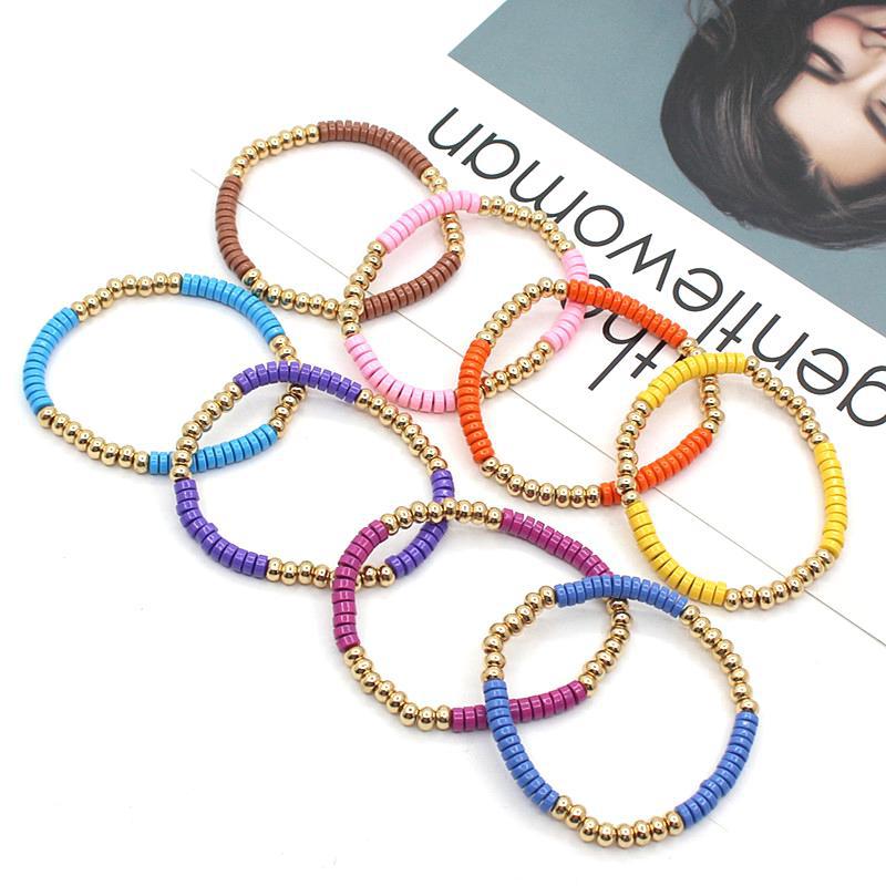 Enamel bracelet Bohemian tube disc Rainbow elastic ladies bracelet