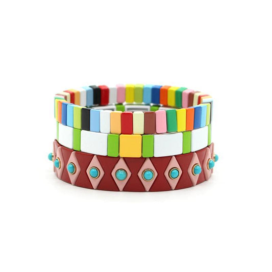 Enamel bracelet ins popular ladies rainbow elastic bracelet