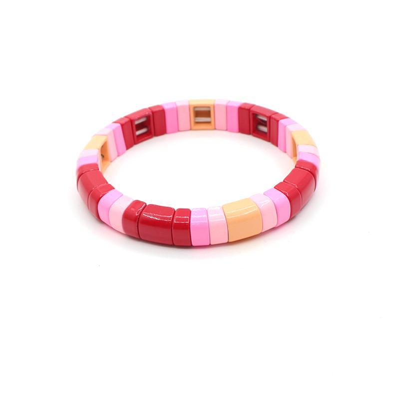 Hot sale enamel rainbow bracelet geometric semicircle beaded bracelet