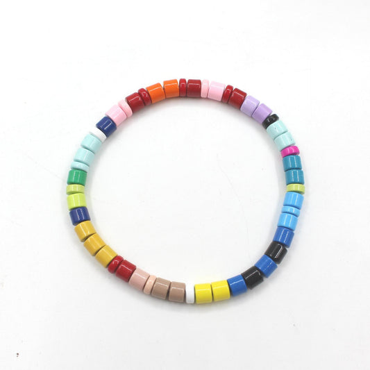 Hot sale rainbow bracelet enamel round beads versatile trendy bracelet