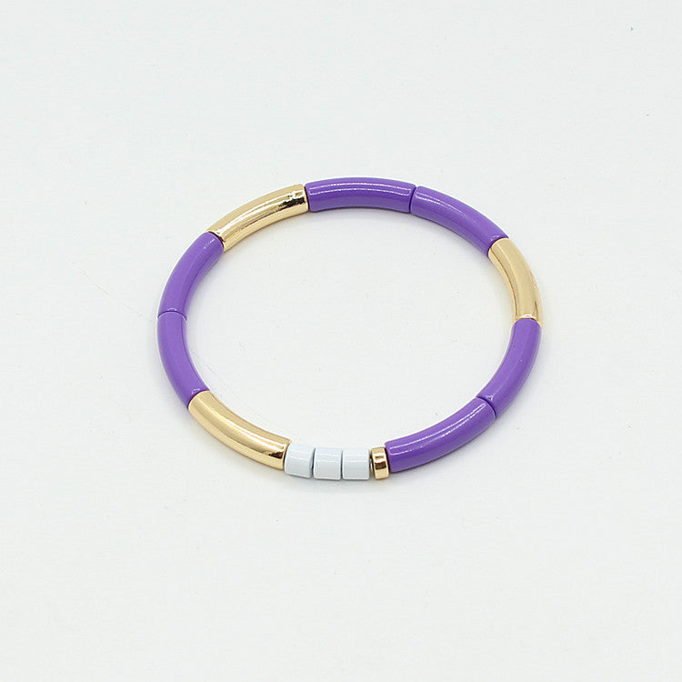 Enamel Bracelet Bohemian Bamboo Rainbow Elastic Women's Bracelet