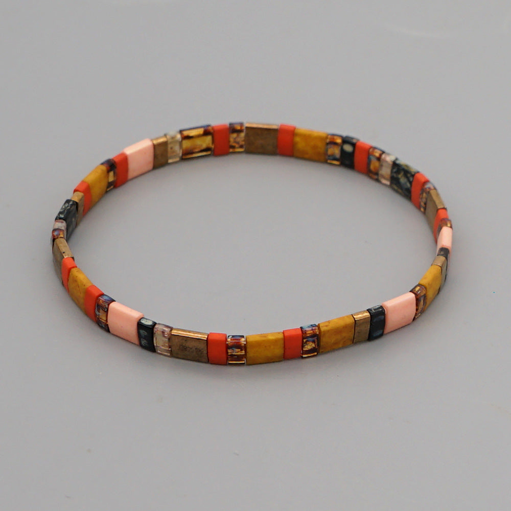 Bohemian Tila beads woven beaded women's multi-layered trendy colorful bracelet jewelry.