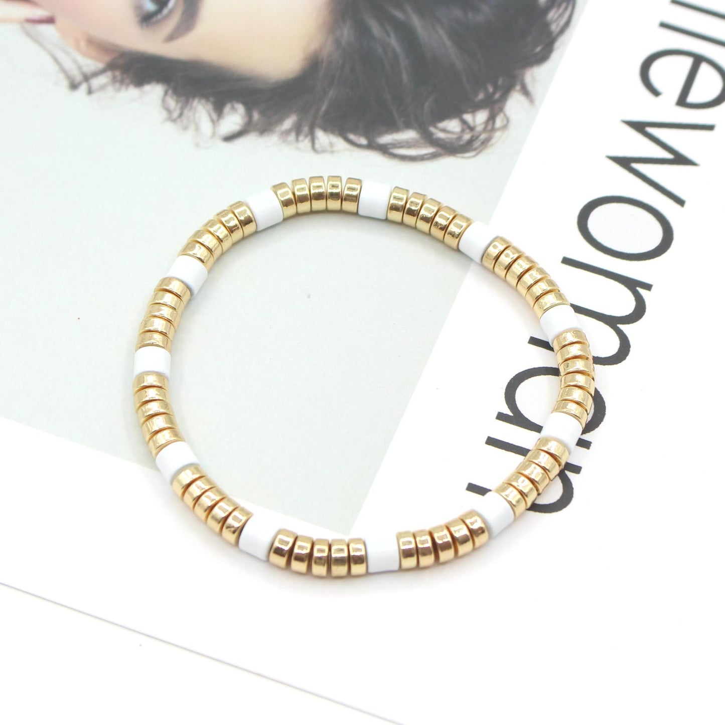 Enamel bracelet white fashion geometric bracelet jewelry set