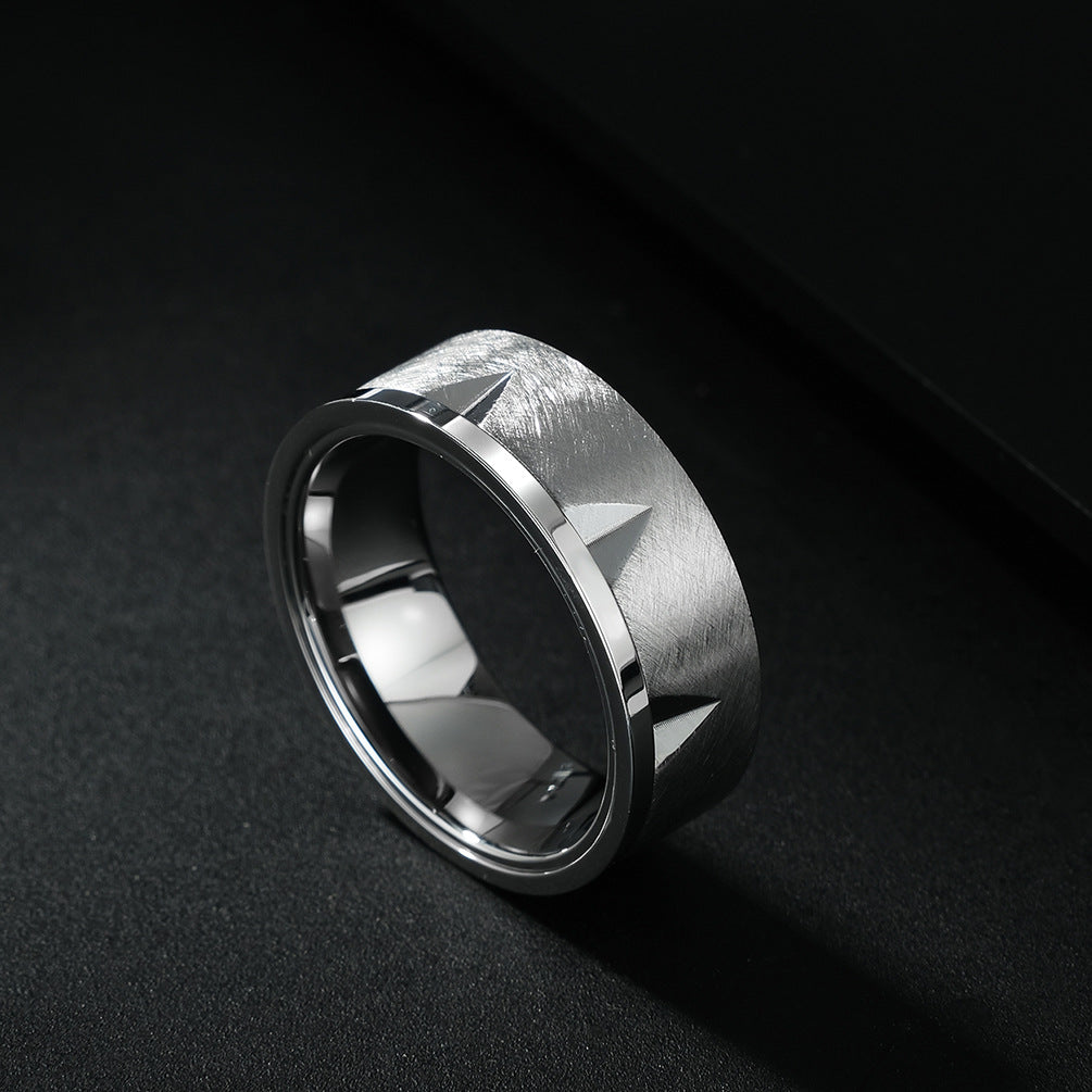 The new supply hand-ornamented titanium steel ring men's version simple and versatile trendy vintage steel ring