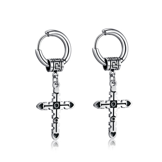 New stainless-steel men round open trendy personality earrings buckle