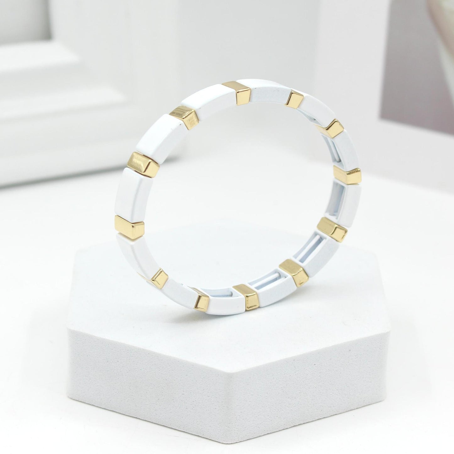 Enamel bracelet white fashion geometric bracelet jewelry set