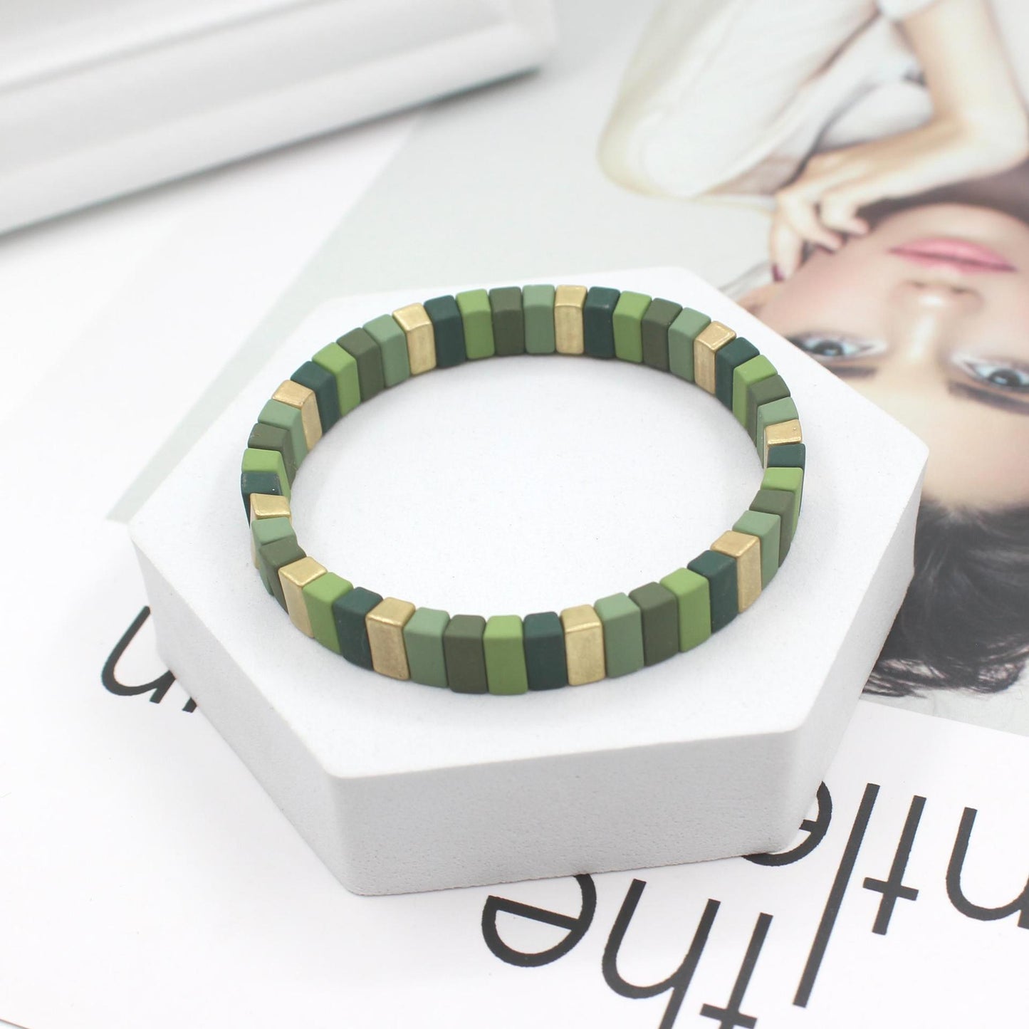 Hot Selling Enamel Bracelets, Geometric Bead Bracelets, Universal for Men and Women