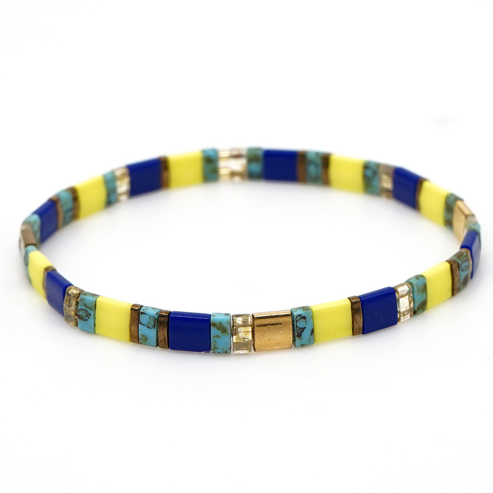 Bohemian tila bracelet with colored beads and hand-woven simple classic attractive female bracelet