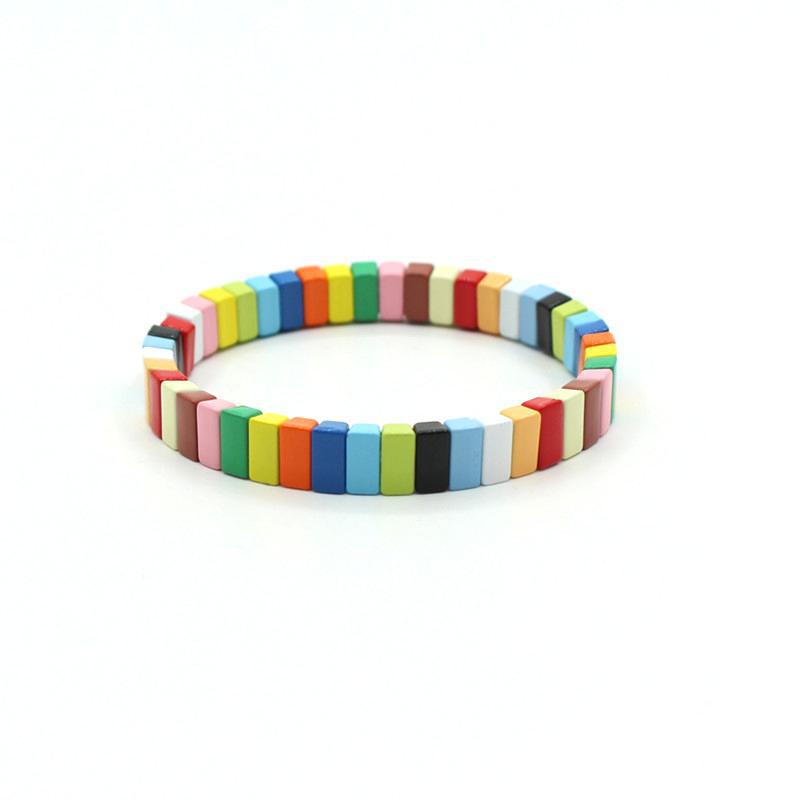 Enamel bracelet ins popular ladies rainbow elastic bracelet