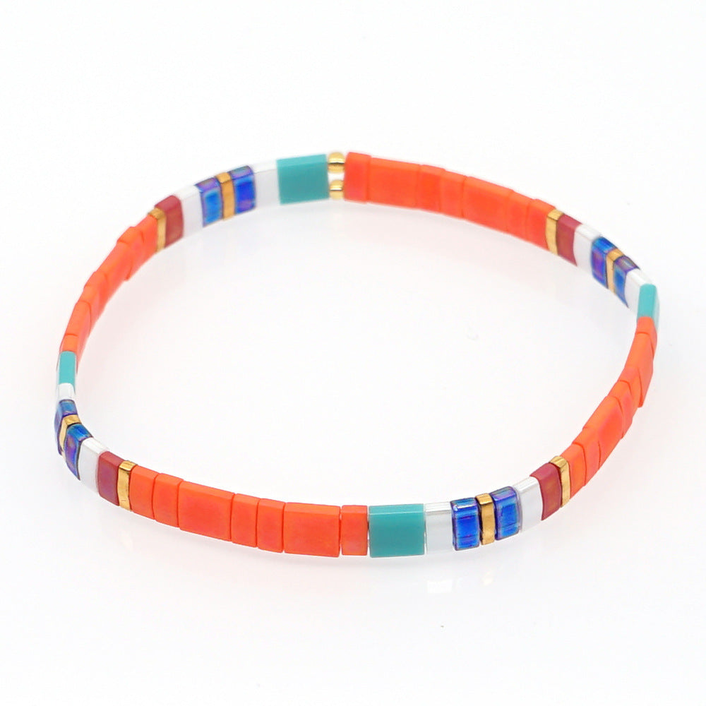 Bohemian tila bracelet with colored beads and hand-woven simple classic attractive female bracelet