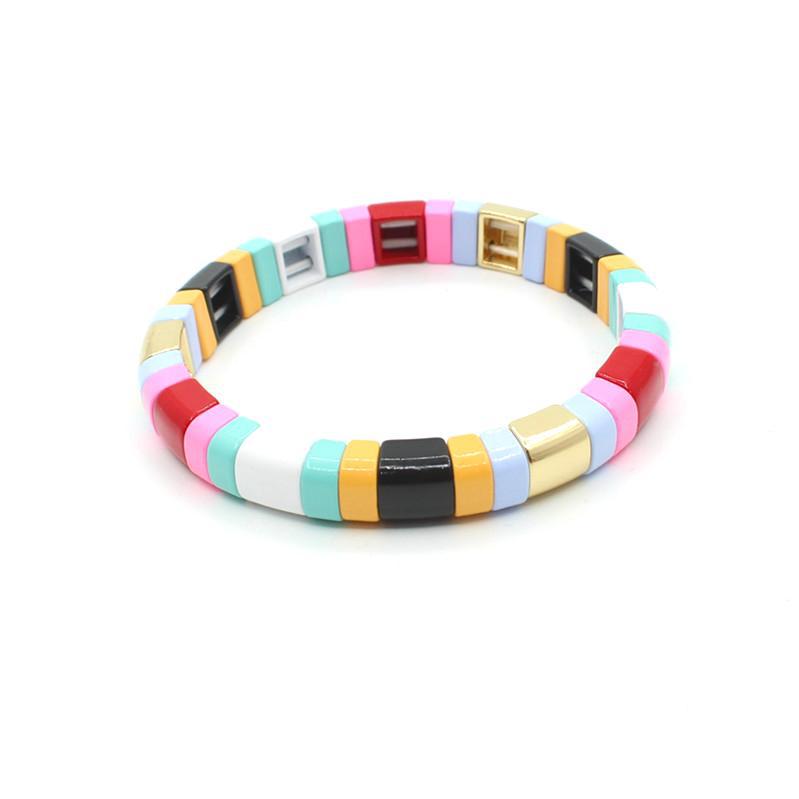 Hot sale enamel rainbow bracelet geometric semicircle beaded bracelet