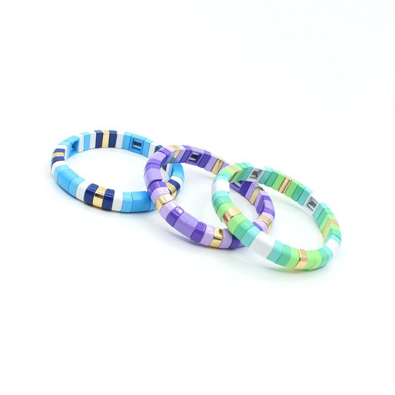 Hot sale enamel rainbow bracelet geometric semicircle beaded bracelet