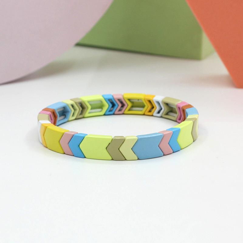 Enamel bracelet set popular women's rainbow stacked stretch bracelet