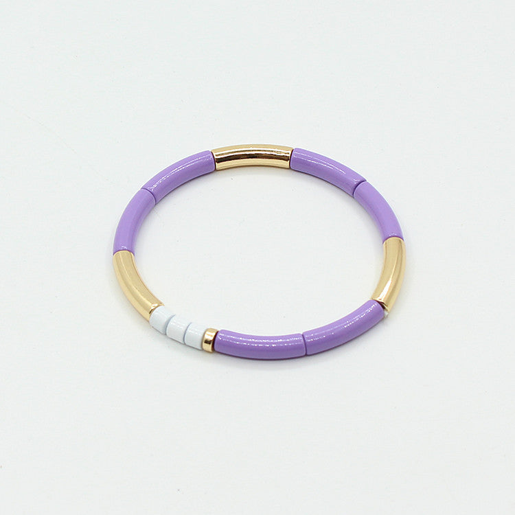 Enamel Bracelet Bohemian Bamboo Rainbow Elastic Women's Bracelet