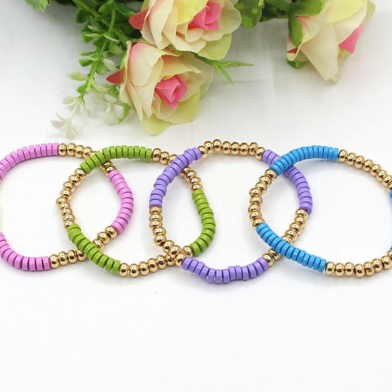 Enamel bracelet Bohemian tube disc Rainbow elastic ladies bracelet