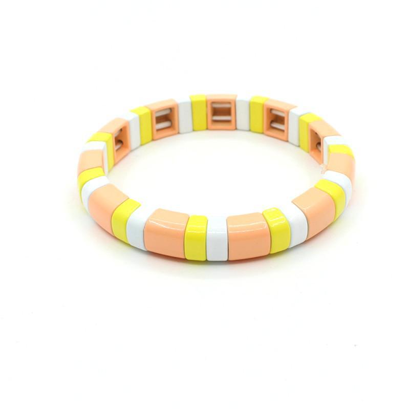 Hot sale enamel rainbow bracelet geometric semicircle beaded bracelet