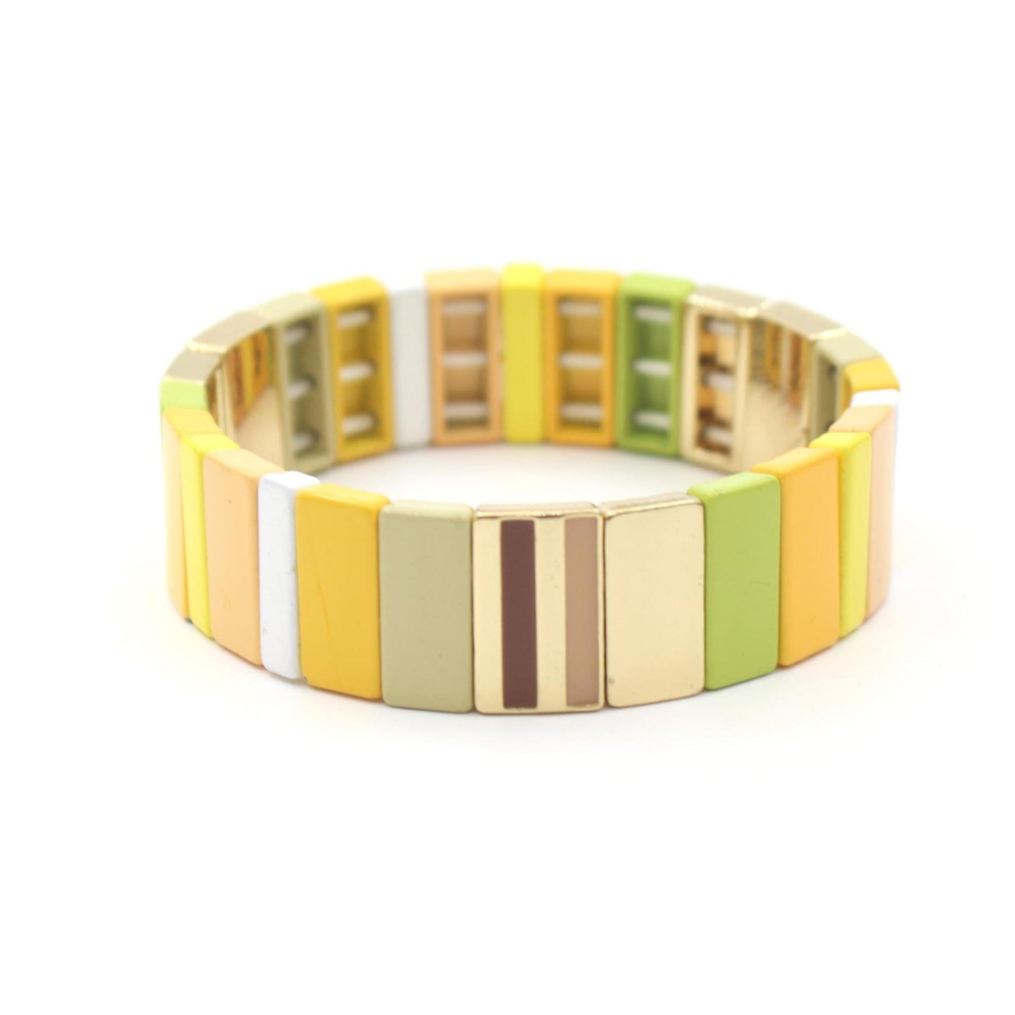 Best selling enamel bracelet geometric rectangle rainbow beaded bracelet.