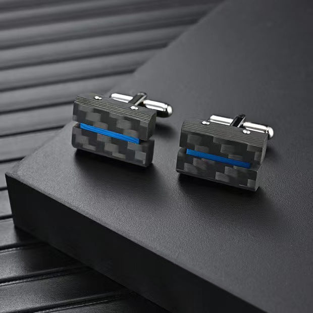 New stainless steel combination solid carbon fiber cufflinks