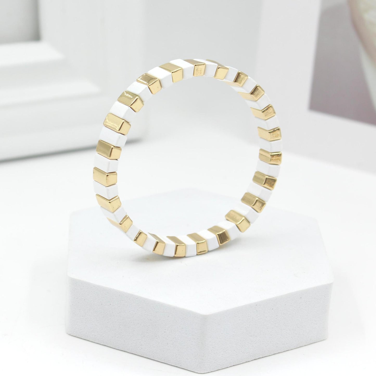 Enamel bracelet white fashion geometric bracelet jewelry set