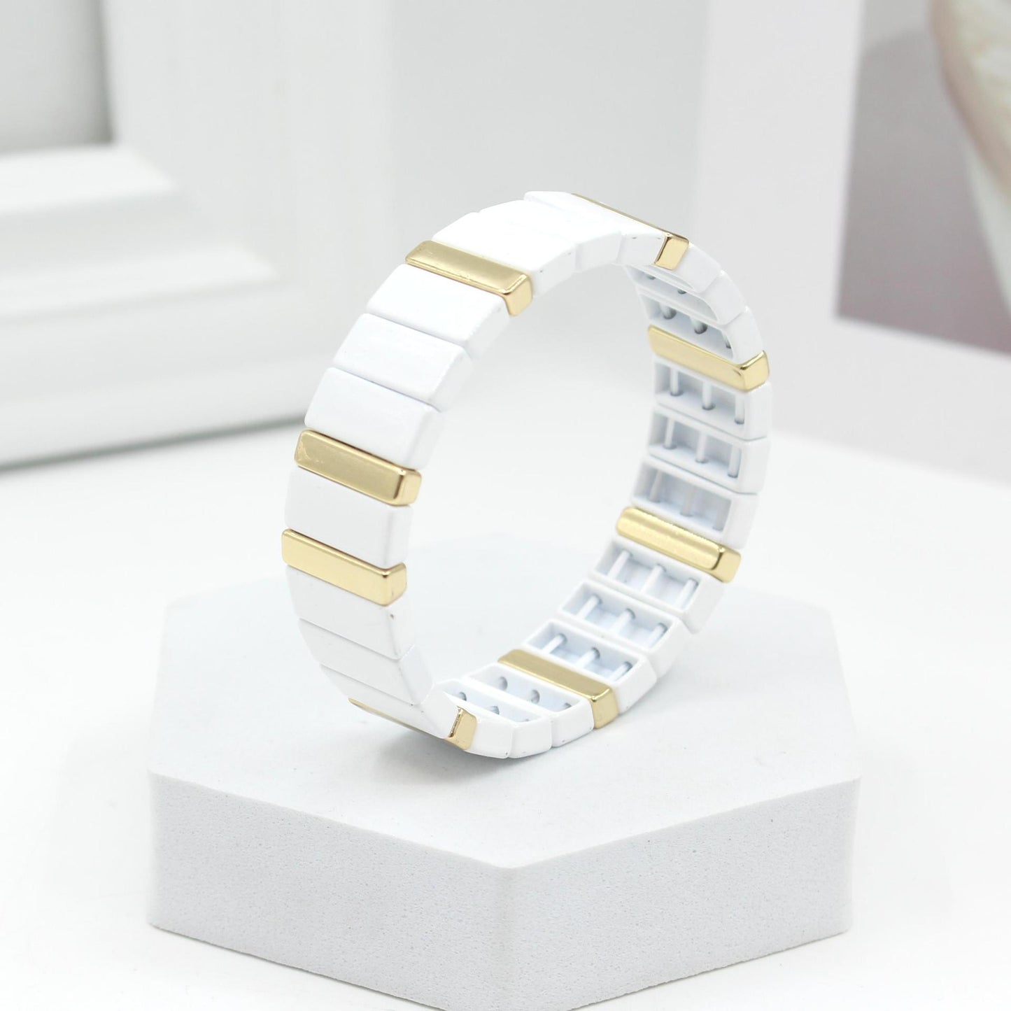 Enamel bracelet white fashion geometric bracelet jewelry set