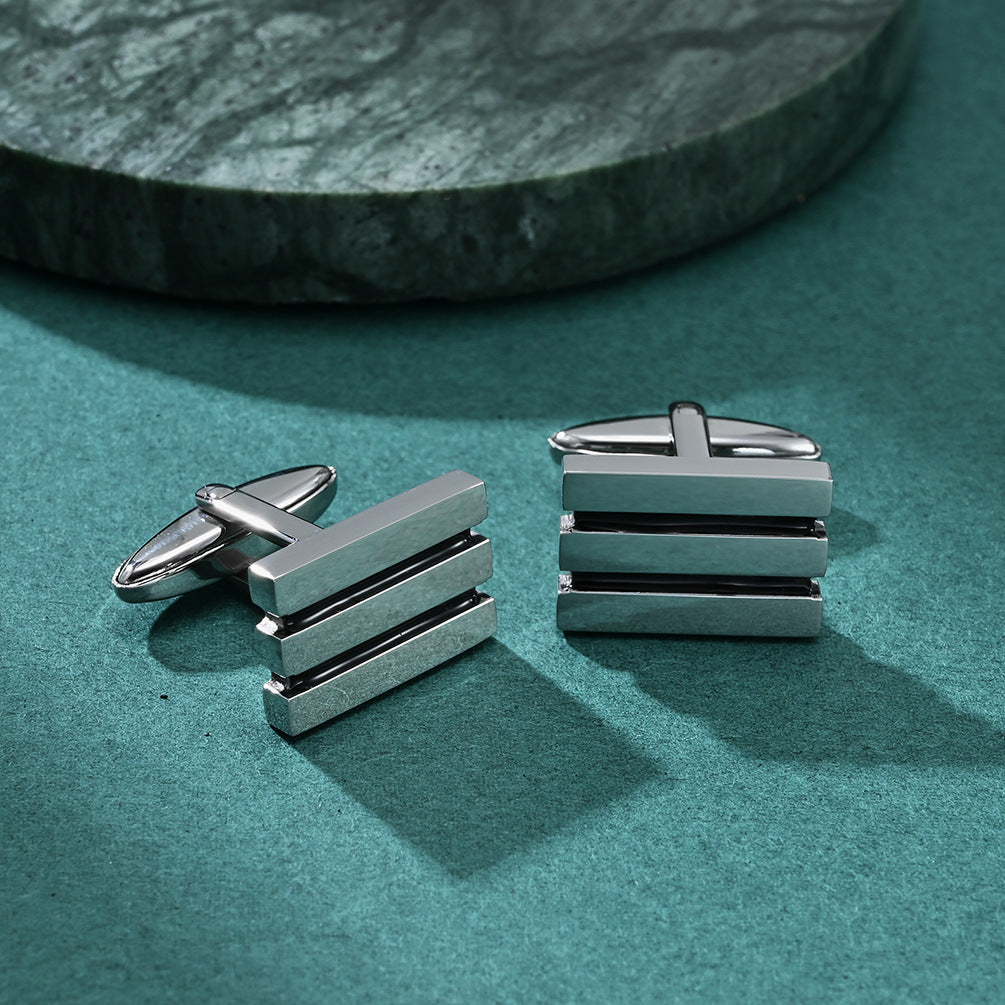 New men carved groove filled with oil titanium steel simple suit cuff links high-grade man accessory