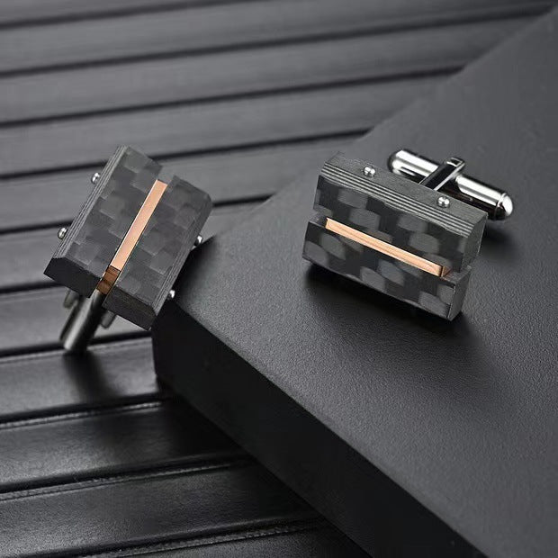 New stainless steel combination solid carbon fiber cufflinks