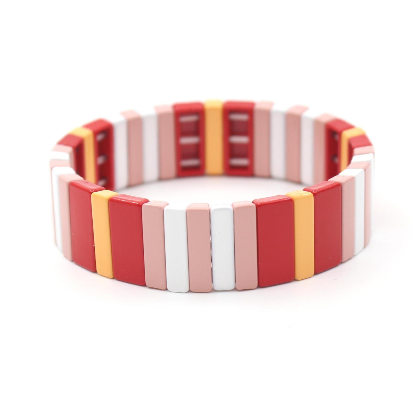 Best selling enamel bracelet geometric rectangle rainbow beaded bracelet.